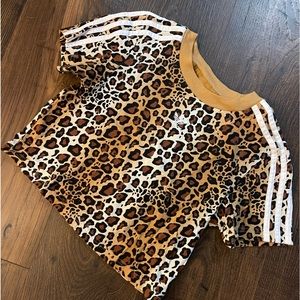 Adidas leopard print crop top 3 stripe XS